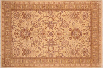 handmade Traditional Kafkaz Chobi Ziegler Tan Brown Hand Knotted RECTANGLE 100% WOOL area rug 6 x 10